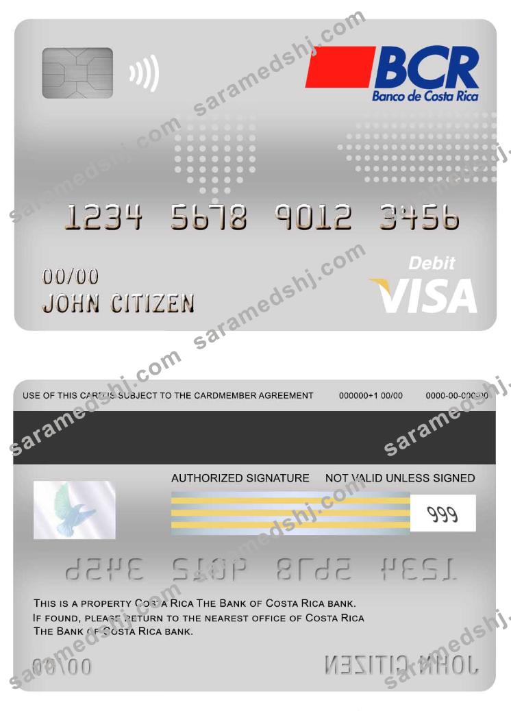 Costa Rica The Bank of Costa Rica bank visa debit card